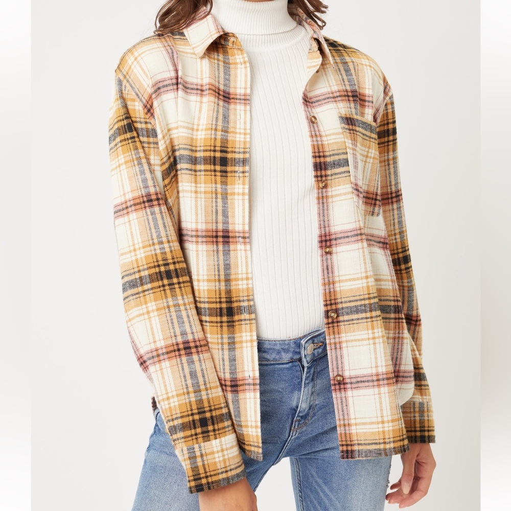 Plaid Longsleeve Button Down Flannel Saffron